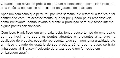 O trabalho de atividade pratica aborda um
