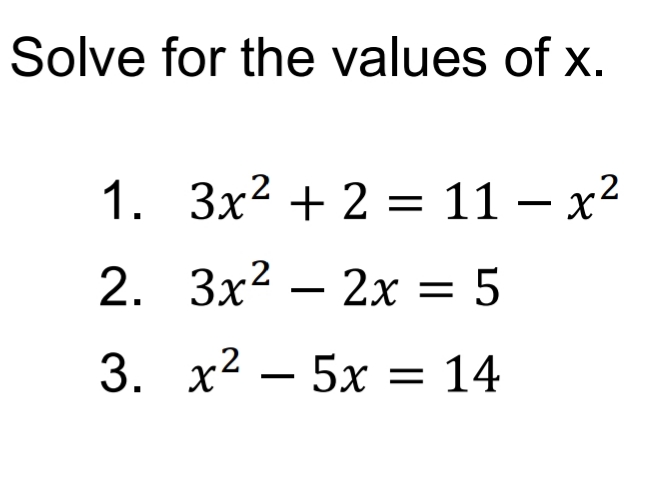 1-3. Quadratic Equation; Solve using factoring