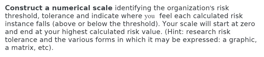 Construct a numerical scale identifying the