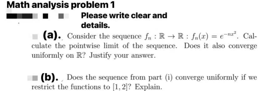 Math analysis problem 1 l l Please write clear