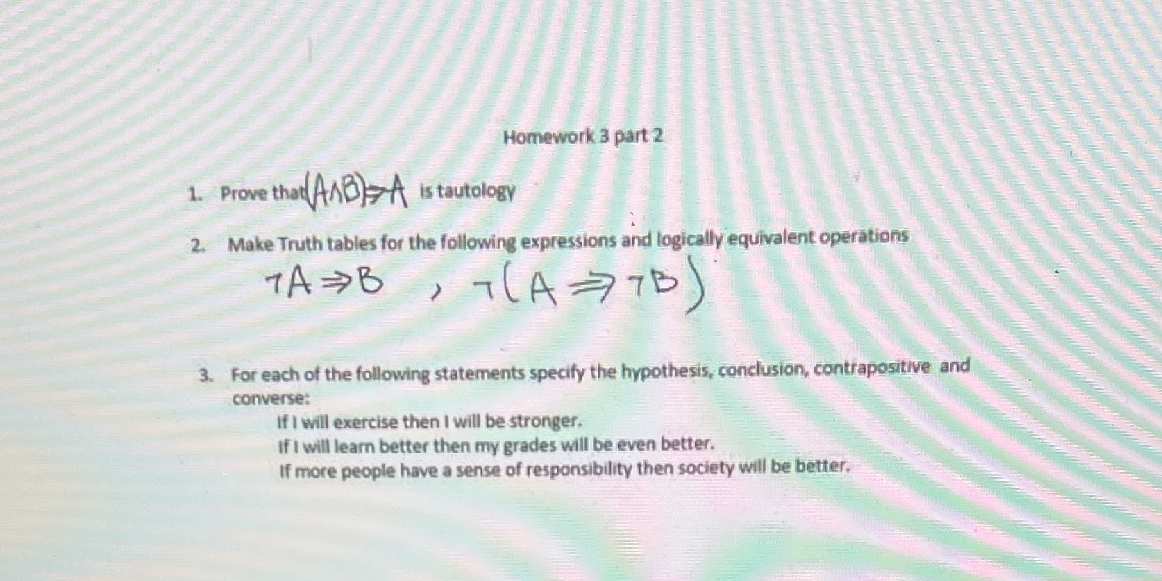 Can you type no handwriting Homework 3 part 2 1.