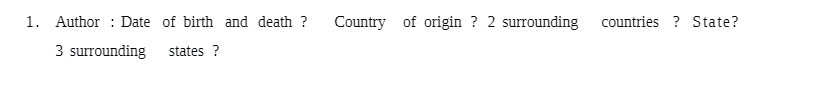 1. Author : Date of birth and death ? Country of