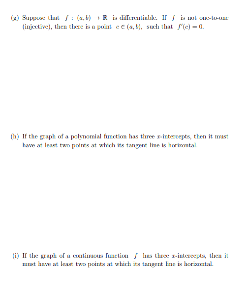 (g) Suppose that f : (a, b) - R is
