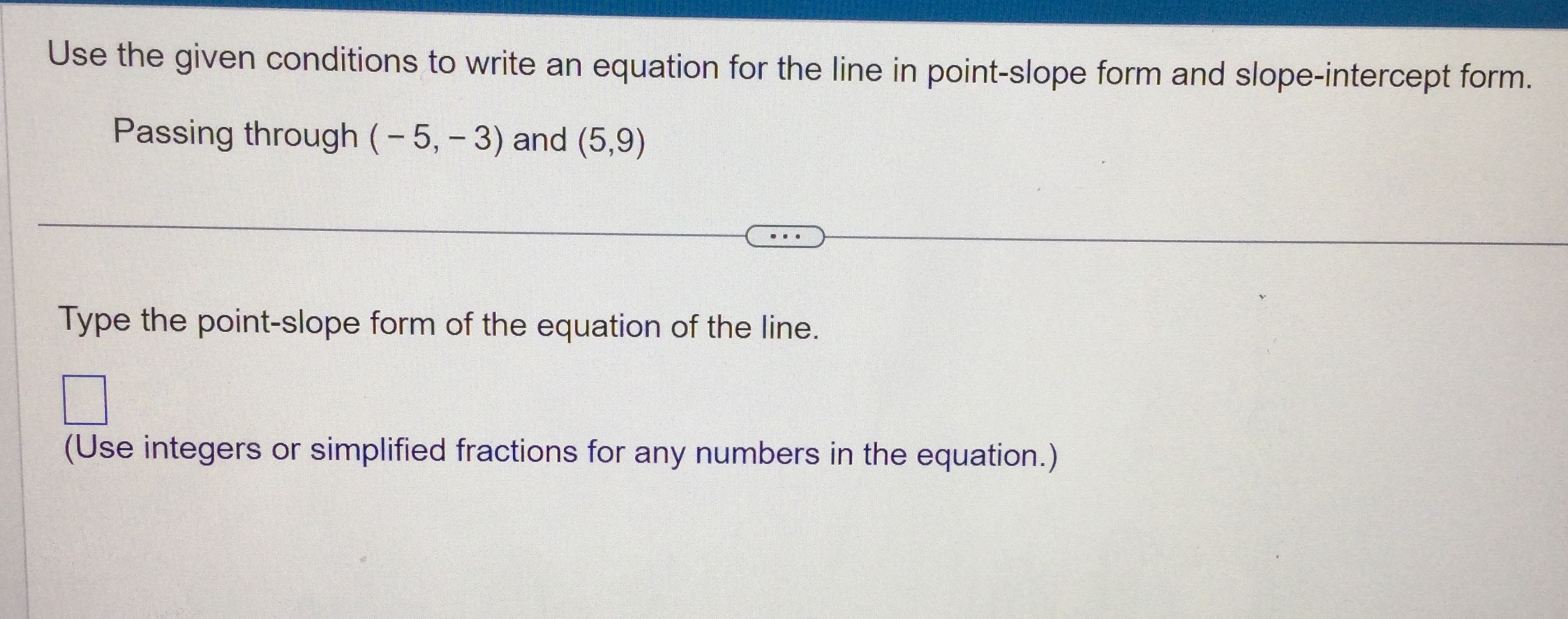 Use the given conditions to write an equation for