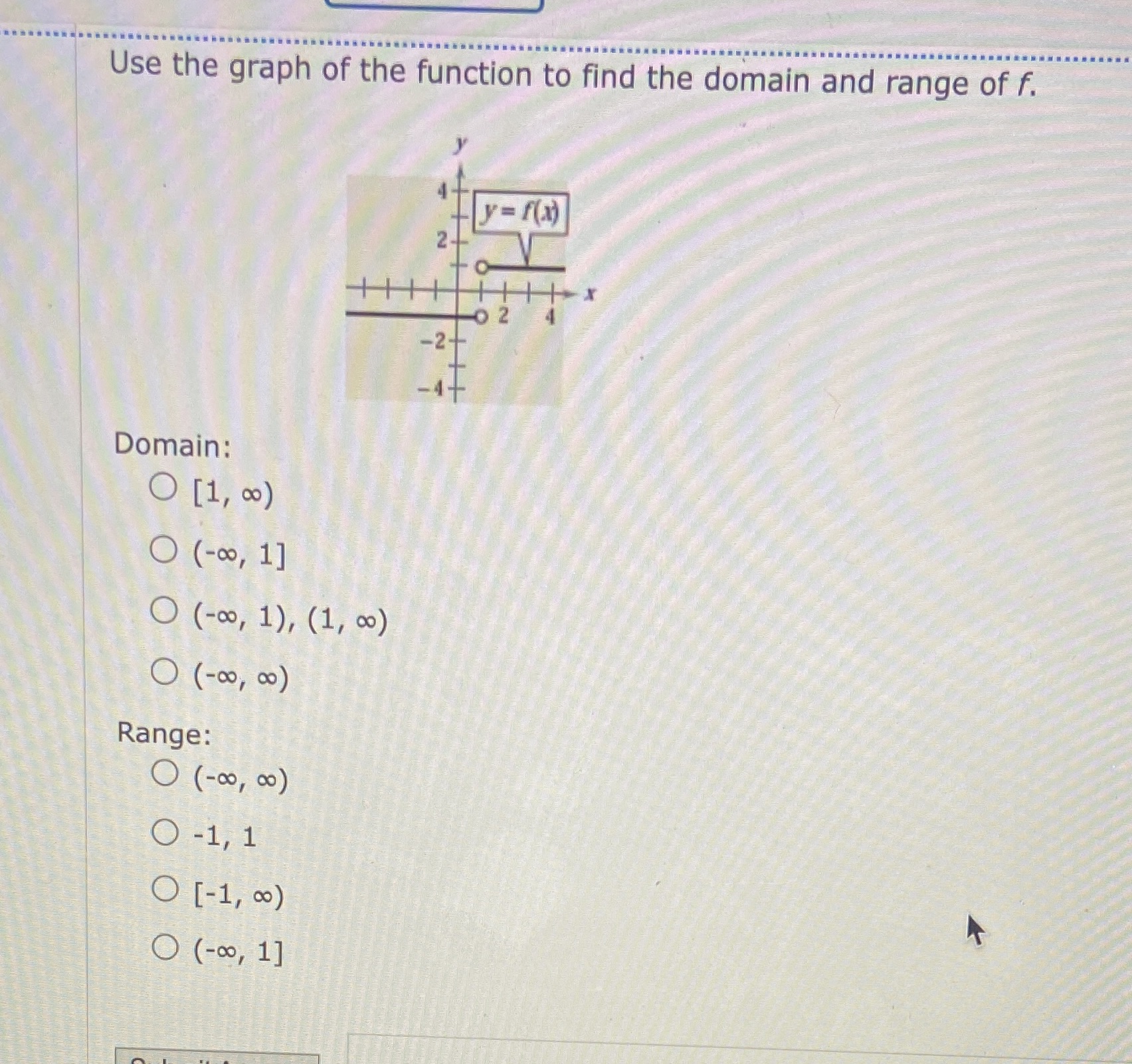 Use the graph of the function to find the domain