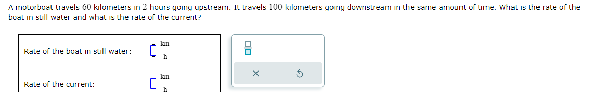 A motorboat travels 60 kilometers in 2 hours