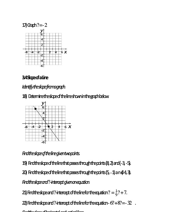 17) Gach?=-2 6 76 X 34Slopeof aline Identify the