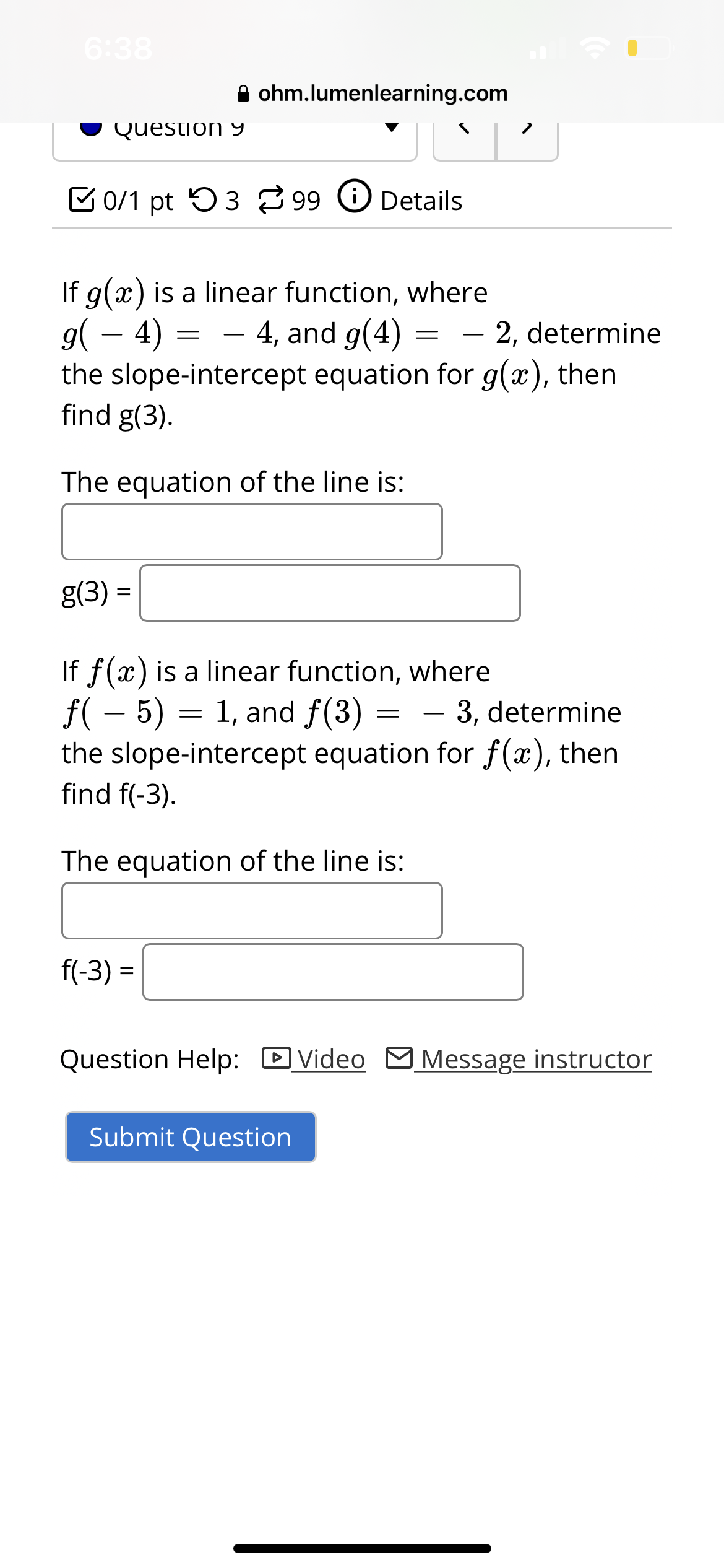 6:38 ohm.lumenlearning.com Question y 0/1 pt 9 3