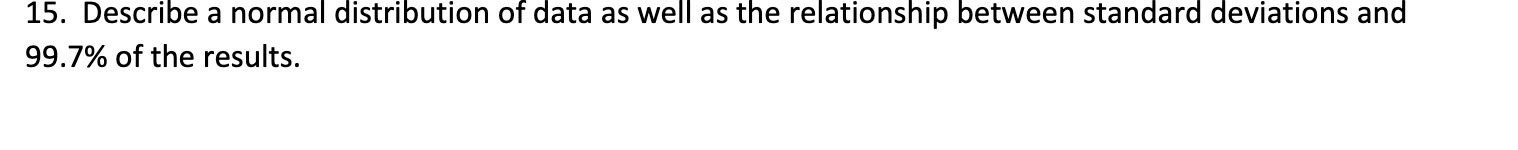 15. Describe a normal distribution of data as
