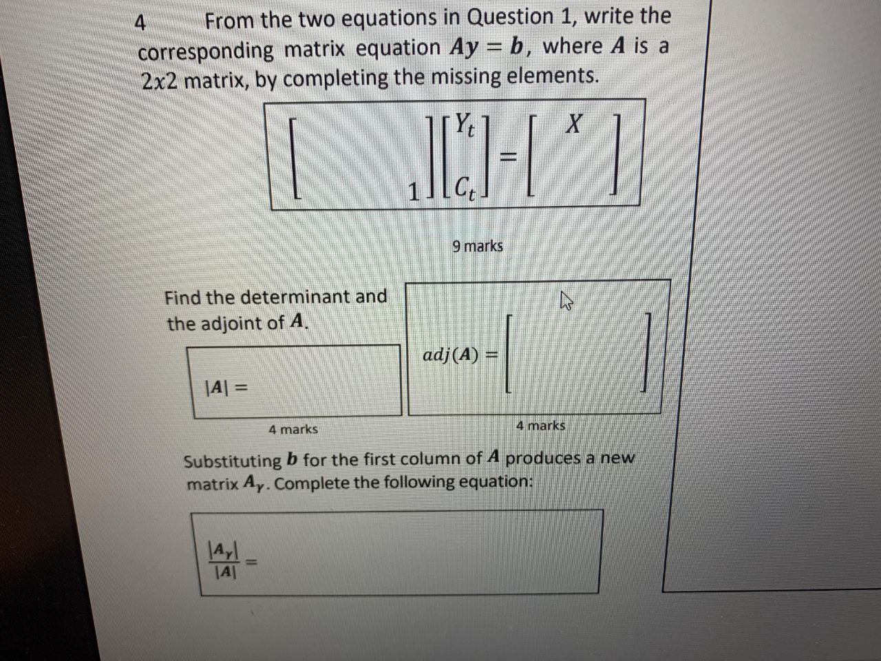 4 From the two equations in Question 1, write the