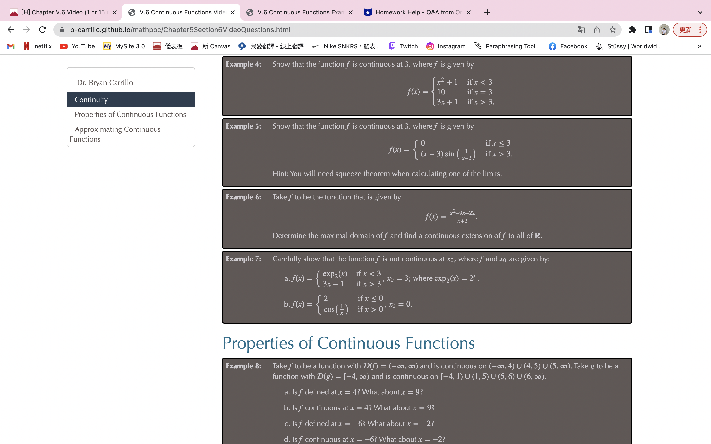 [H] Chapter V.6 Video (1 hr 15 / X V.6 Continuous