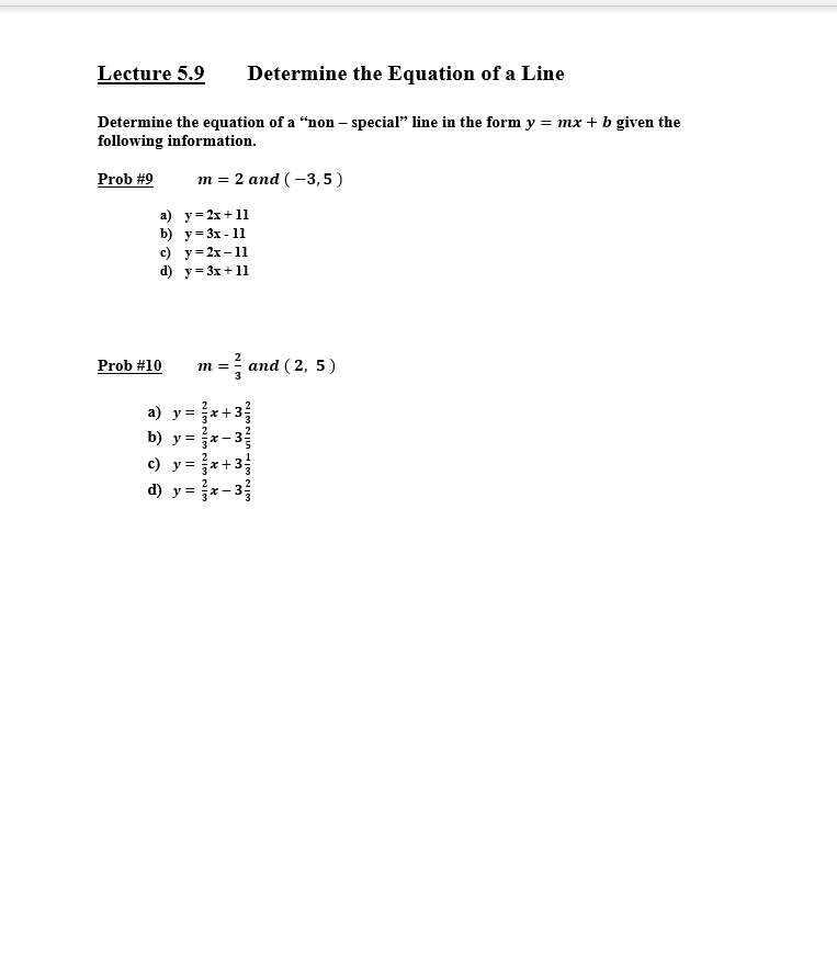 Chapter 5 Exercises 5.1 --- Graphing Linear