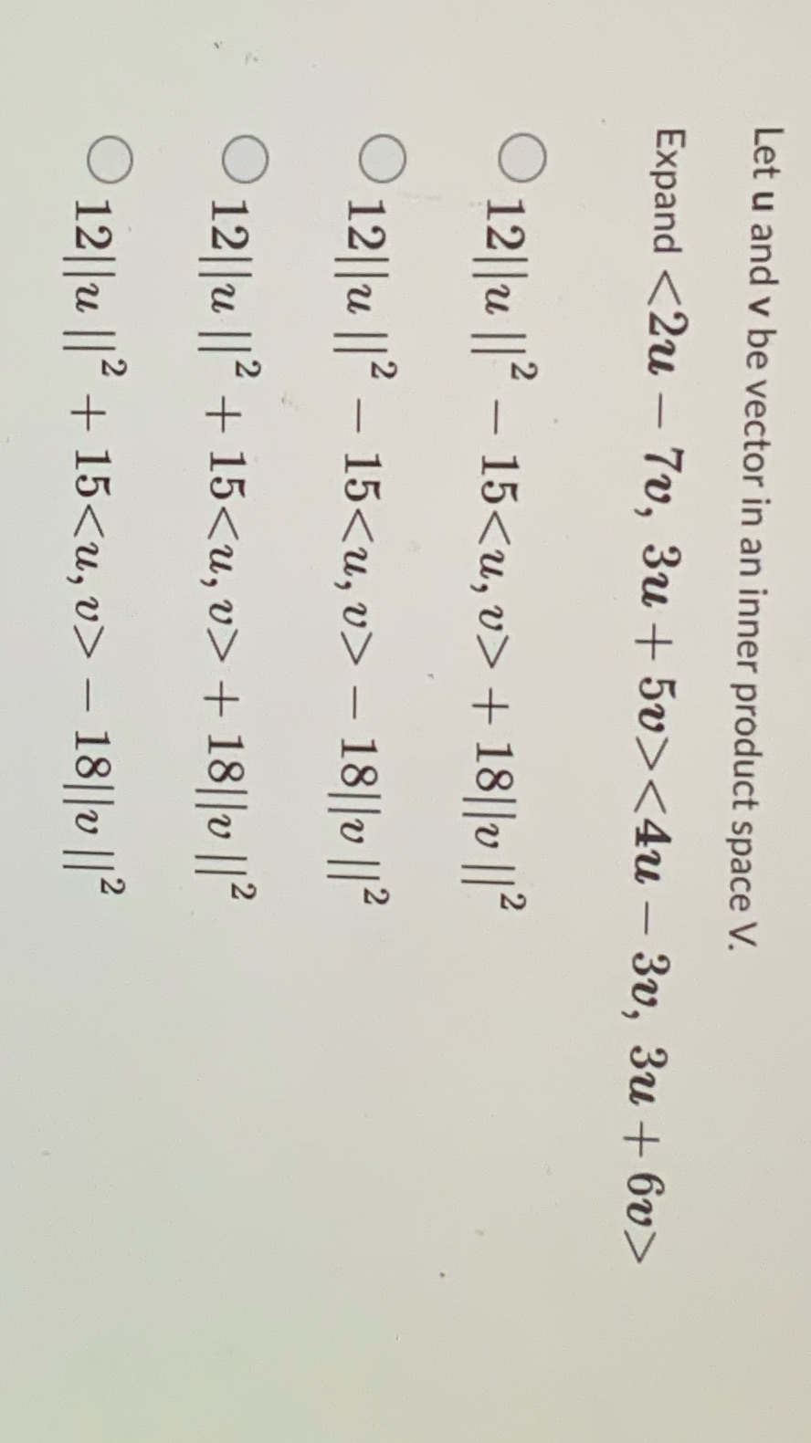 Let u and v be vector in an inner product space