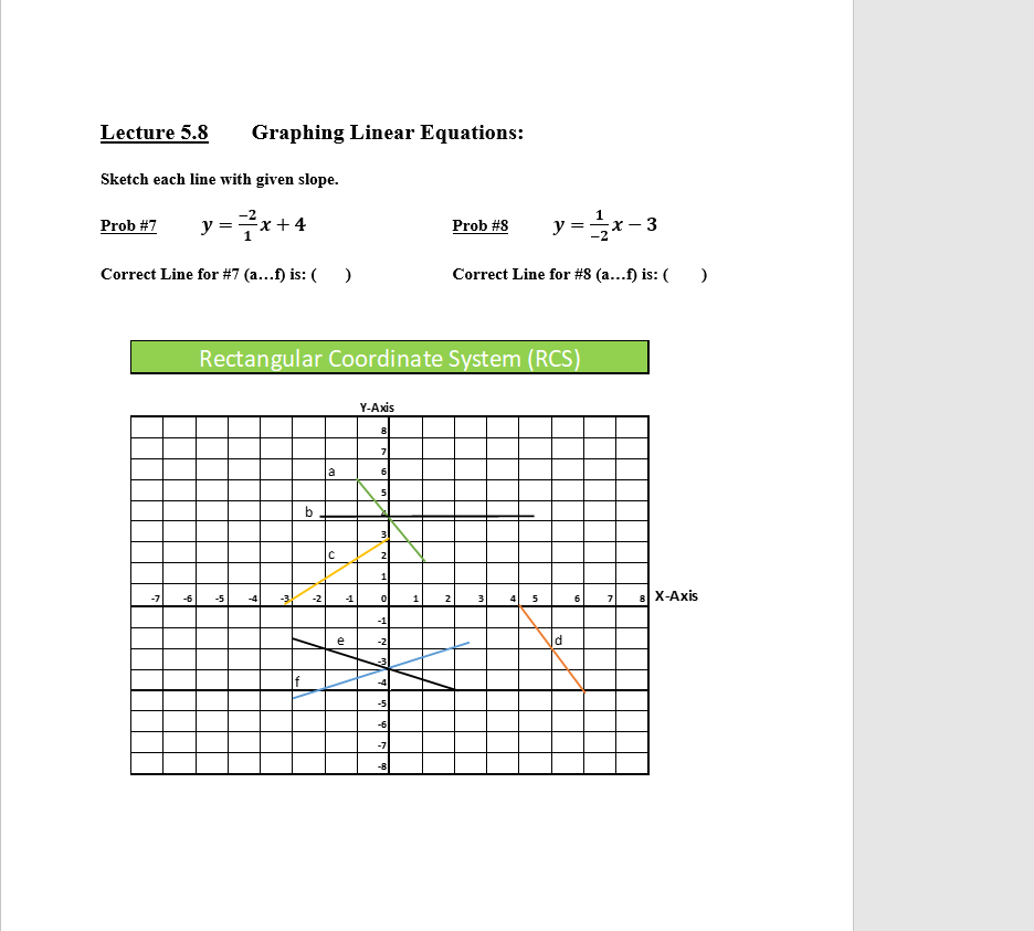 Chapter 5 Exercises 5.1 --- Graphing Linear