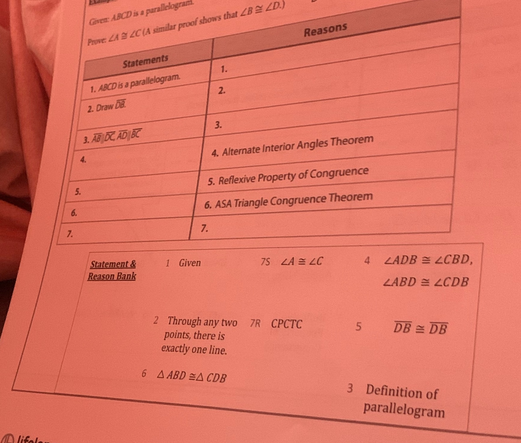 answer both sides . Given: ABCD is a