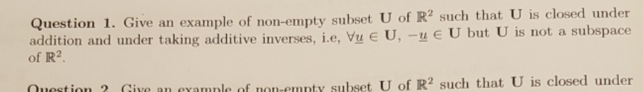No additional info Question 1. Give an example of