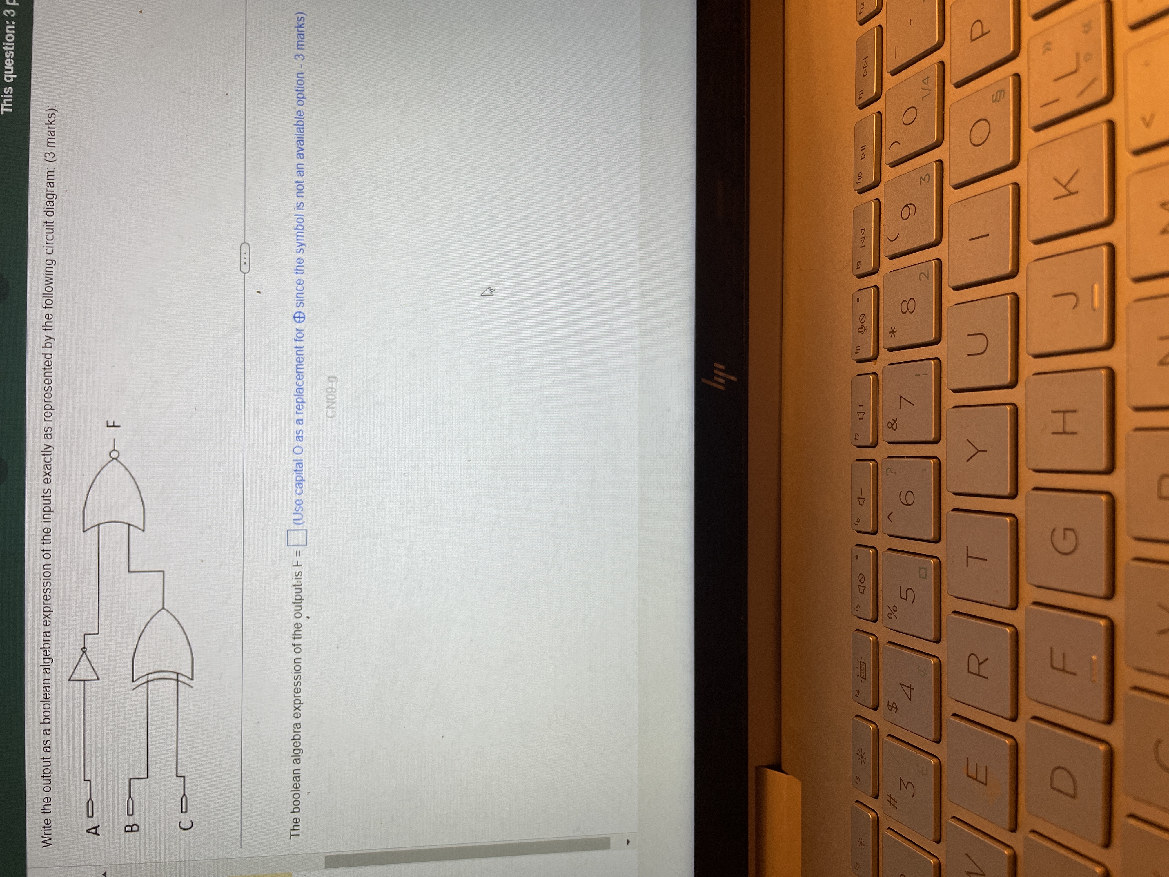 This question: 3 Write the output as a boolean