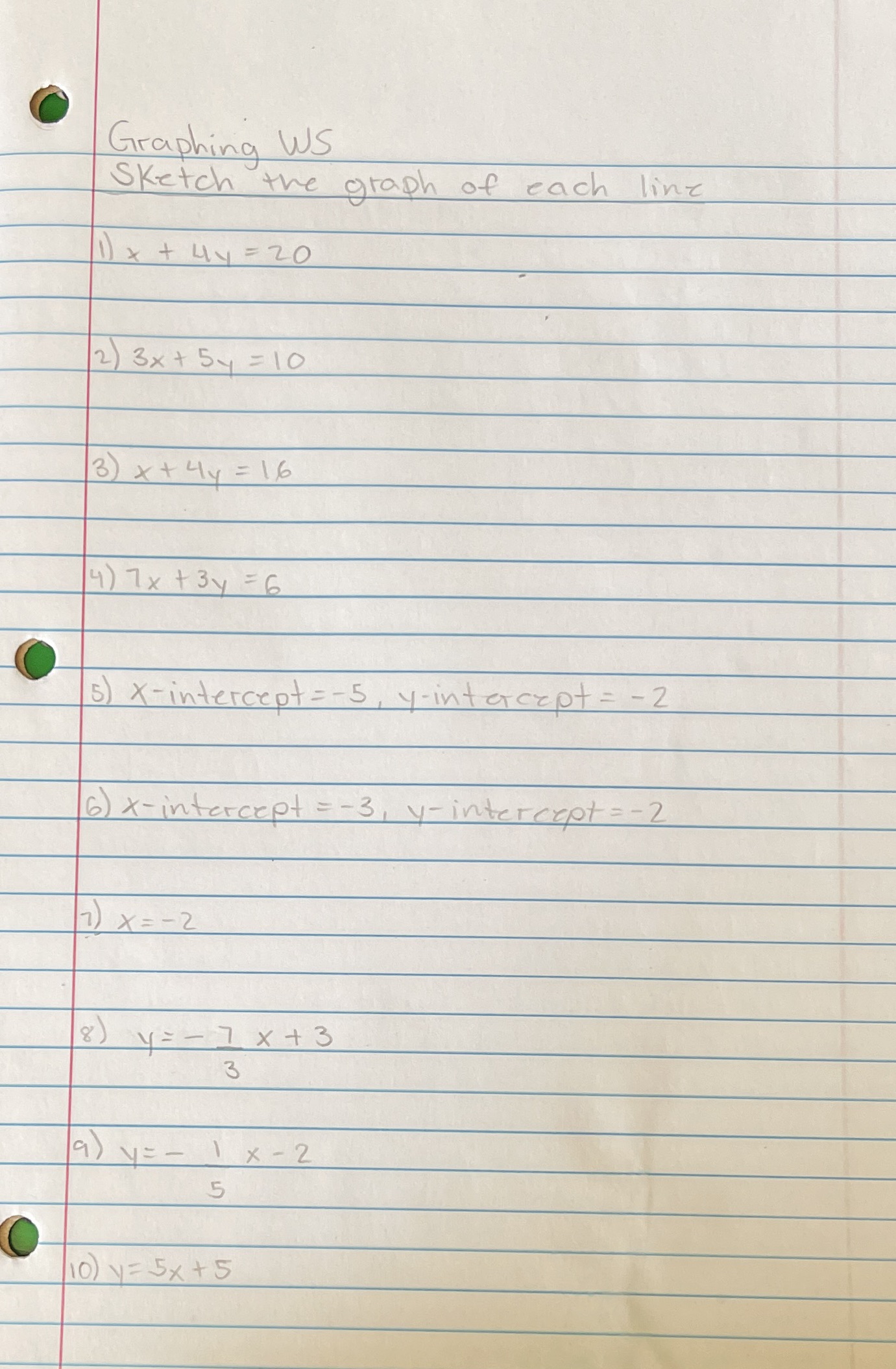 Help me solve and graph those please Graphing WS