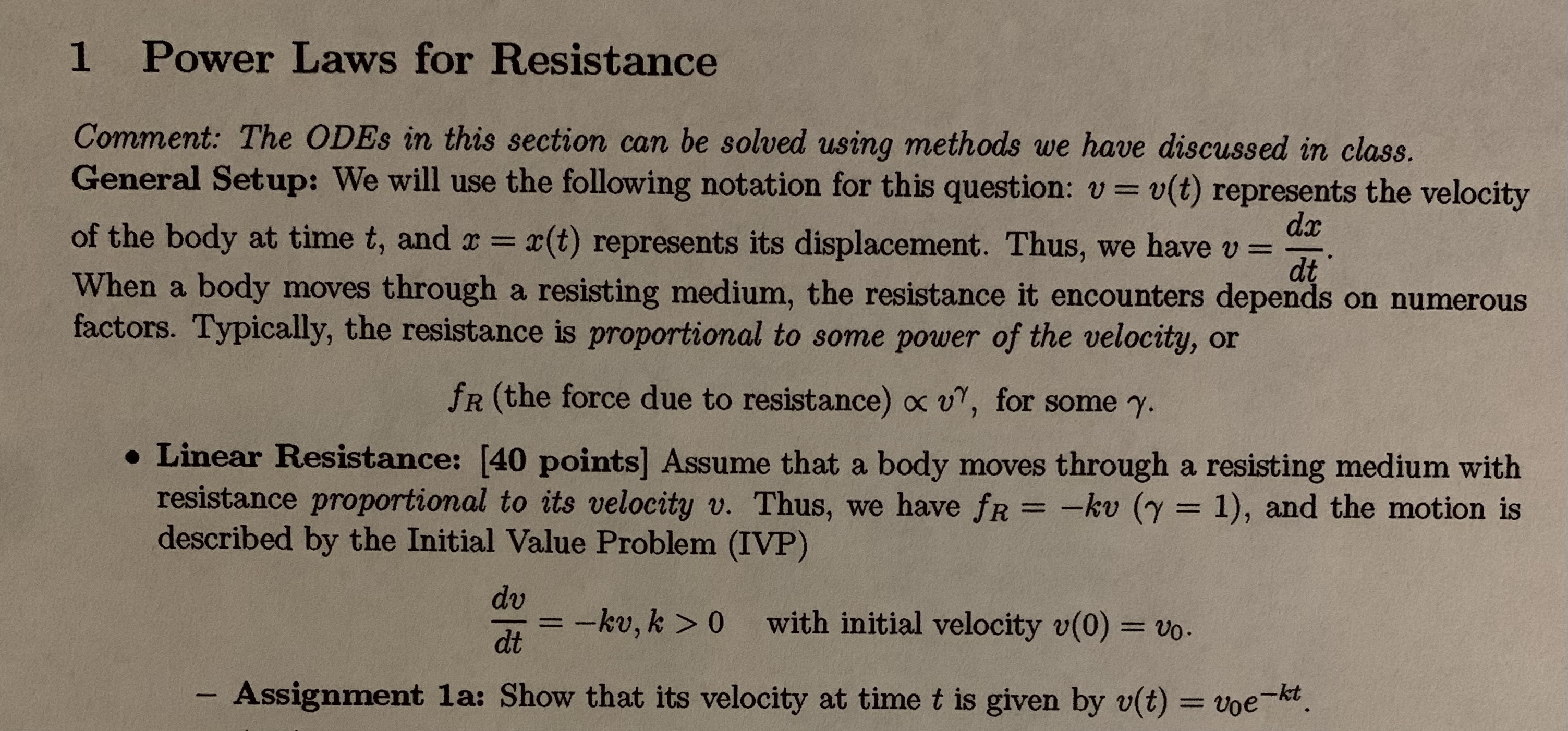1 Power Laws for Resistance Comment: The ODEs in