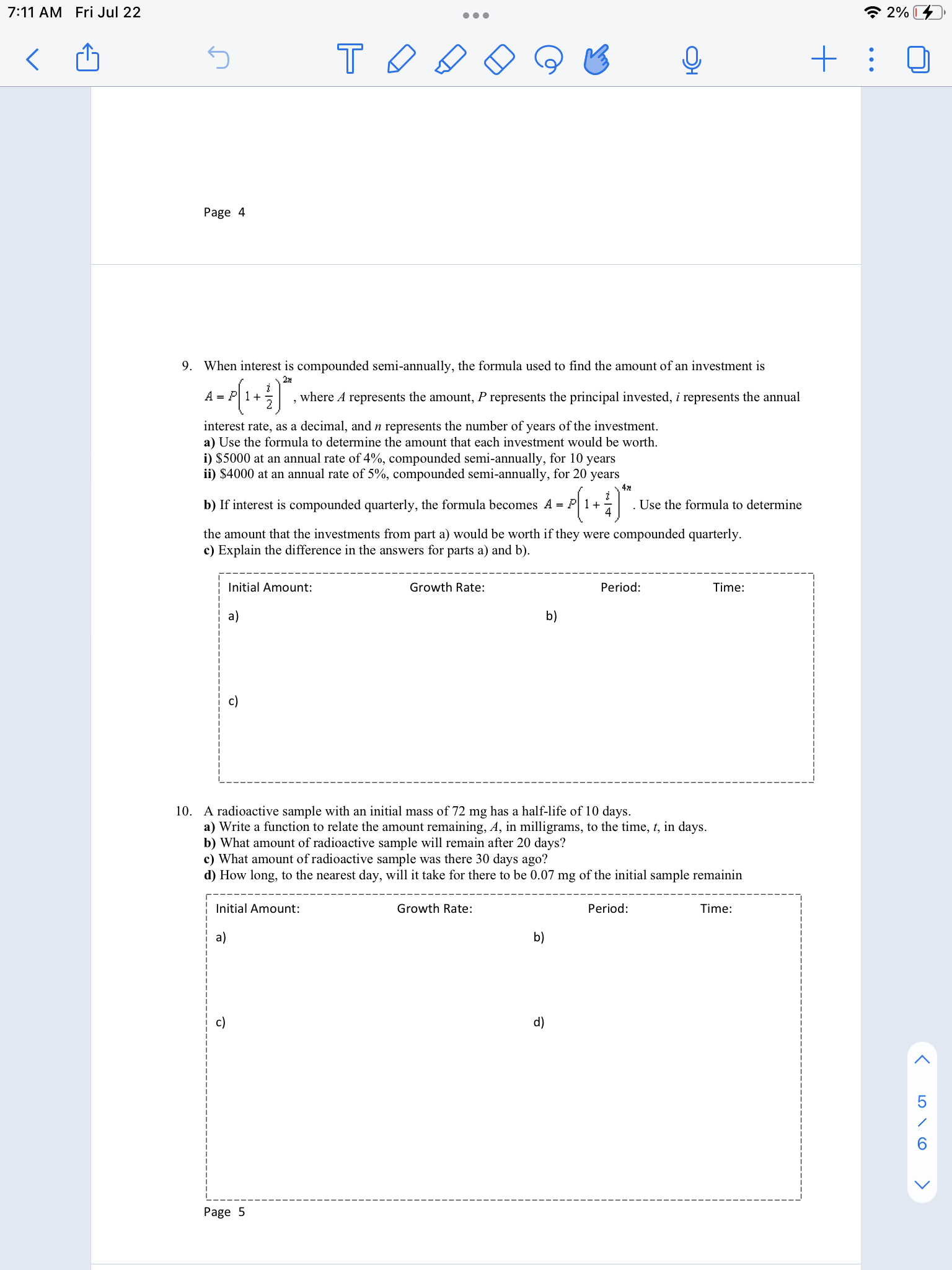 7:10 AM Fri Jul 22 . . . 2% c ) d) 6. Jeff is