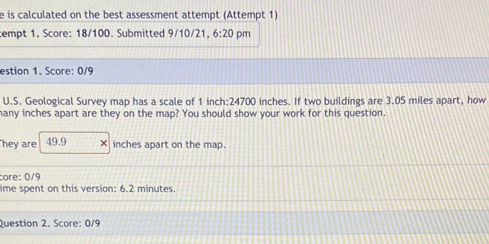 e is calculated on the best assessment attempt