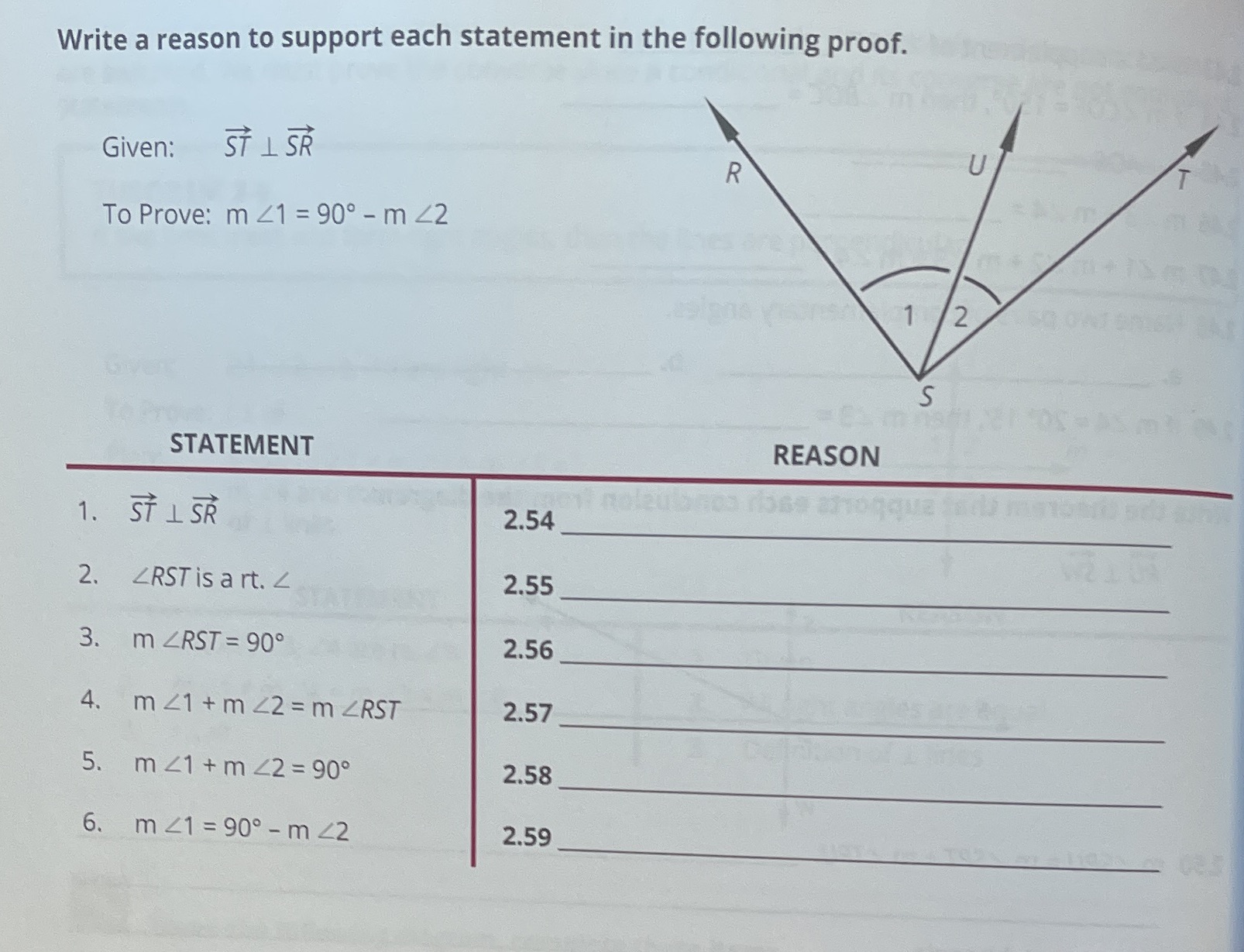 Write a reason to support each statement in the