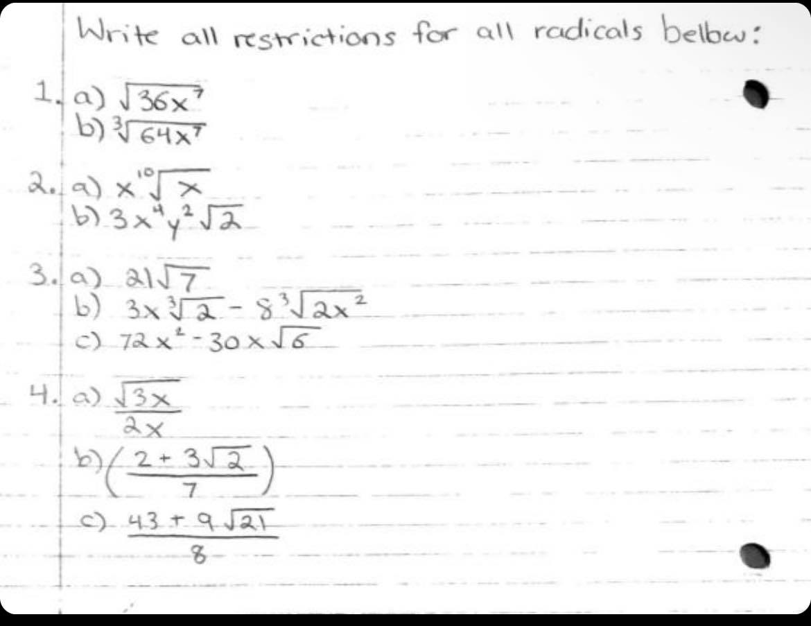 Show your work for full marks. Rationalize all