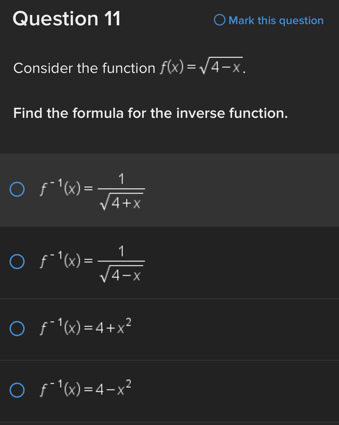 Question 11 Consider the function fix) = J 4 hi.