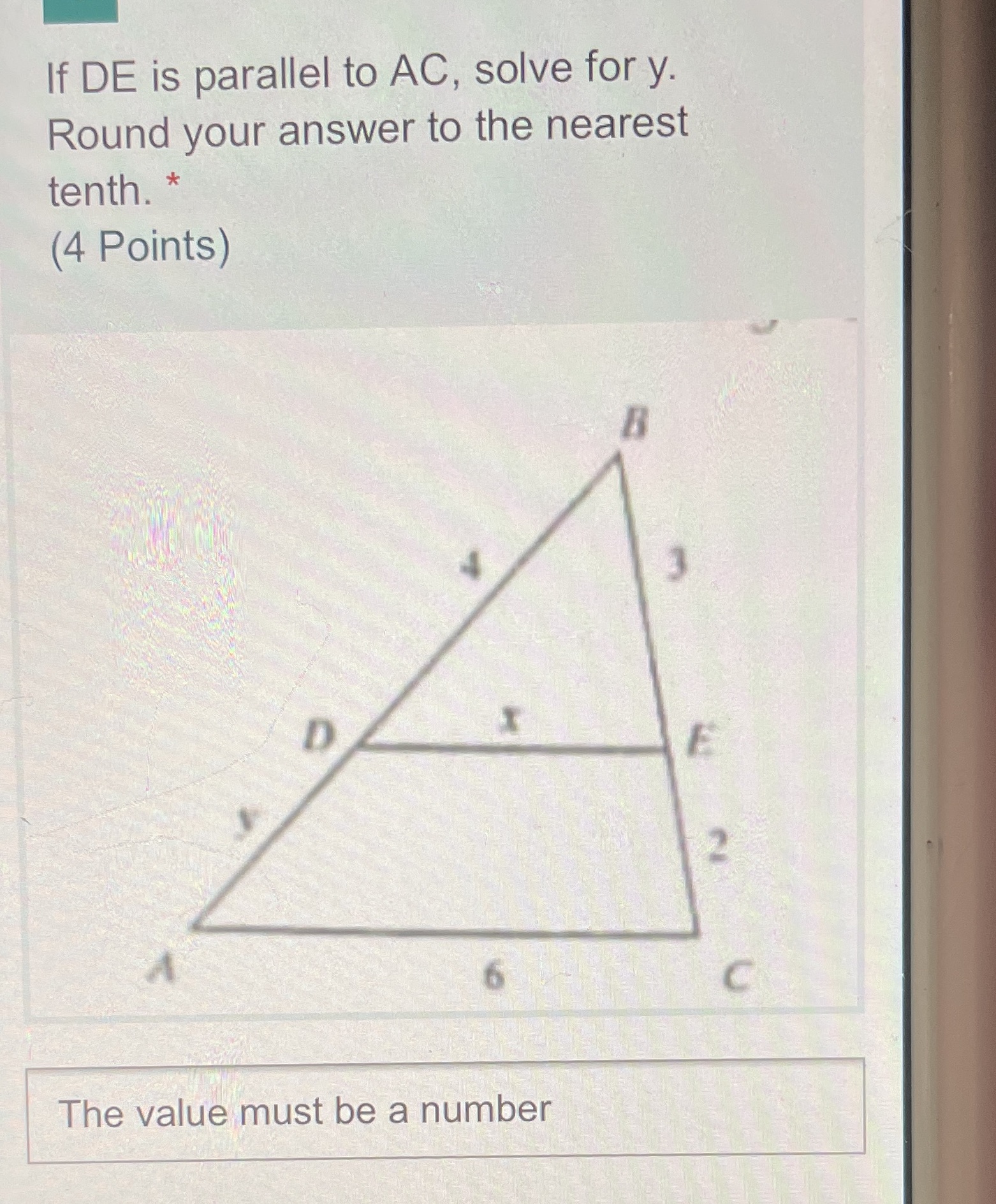 I need help please If DE is parallel to AC, solve