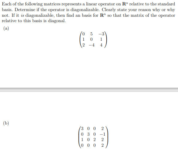 Each of the following matrices represents a