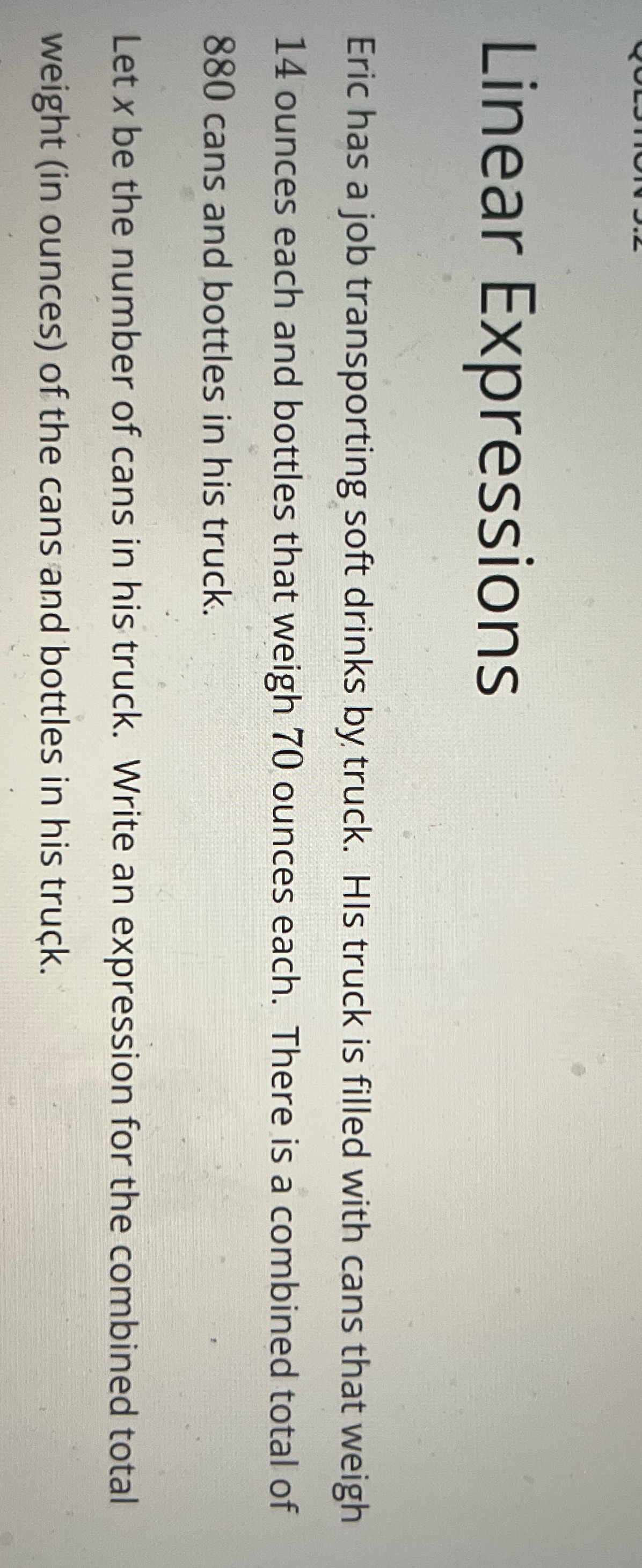 How Linear Expressions Eric has a job