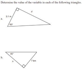 Determine the value of the variable in each of
