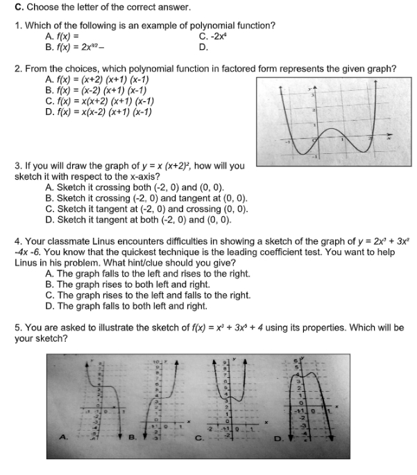 Choose the letter of the correct answer. C.