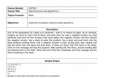 Course Number CSITZ21 Courts Tille Dain