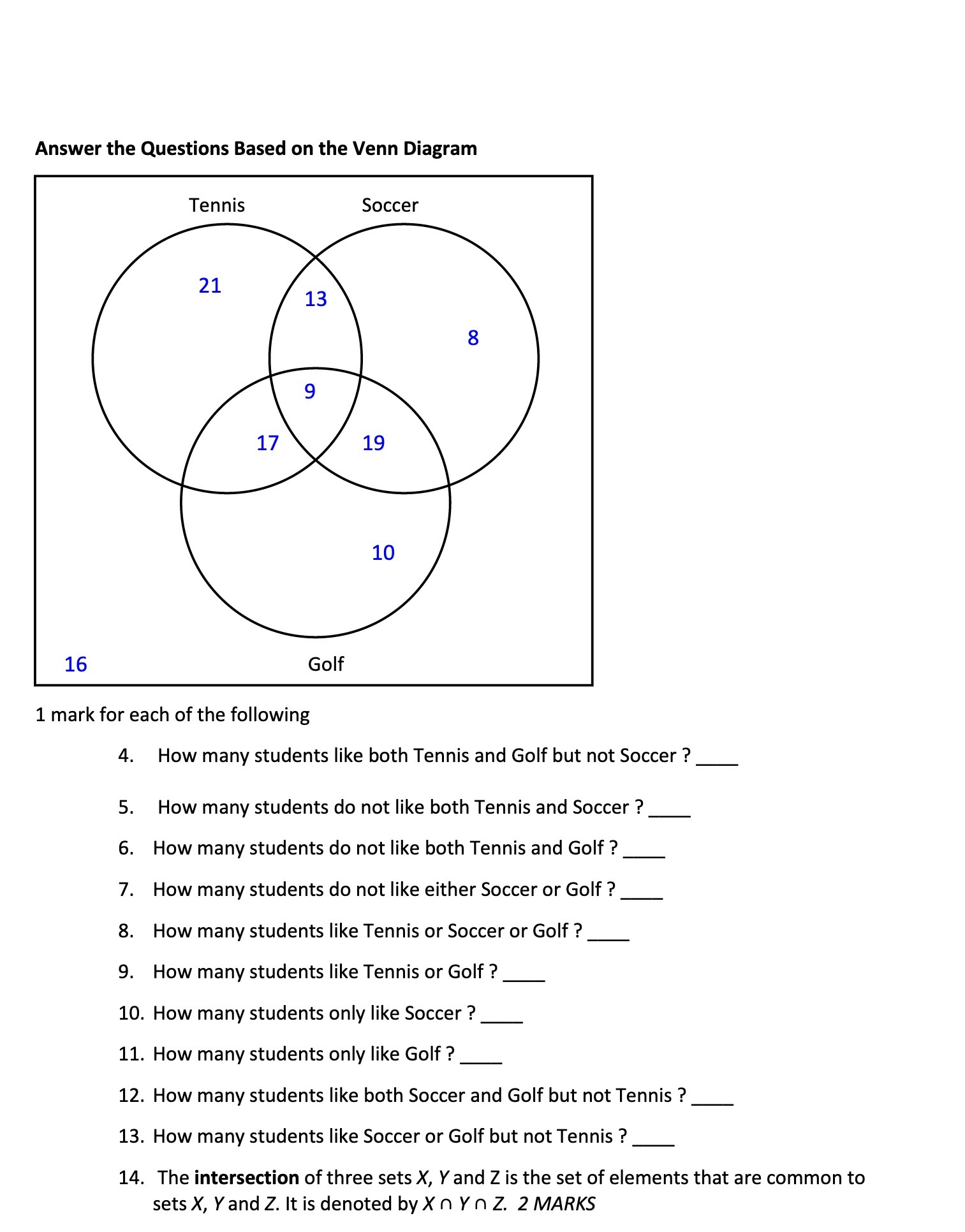 Answer the Questions Based on the Venn Diagram