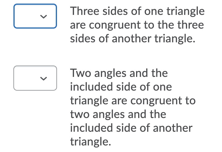 question 4 Match the Postulate to its correct