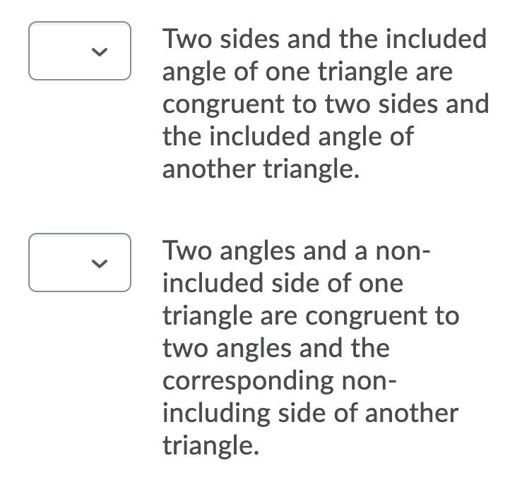 question 4 Match the Postulate to its correct