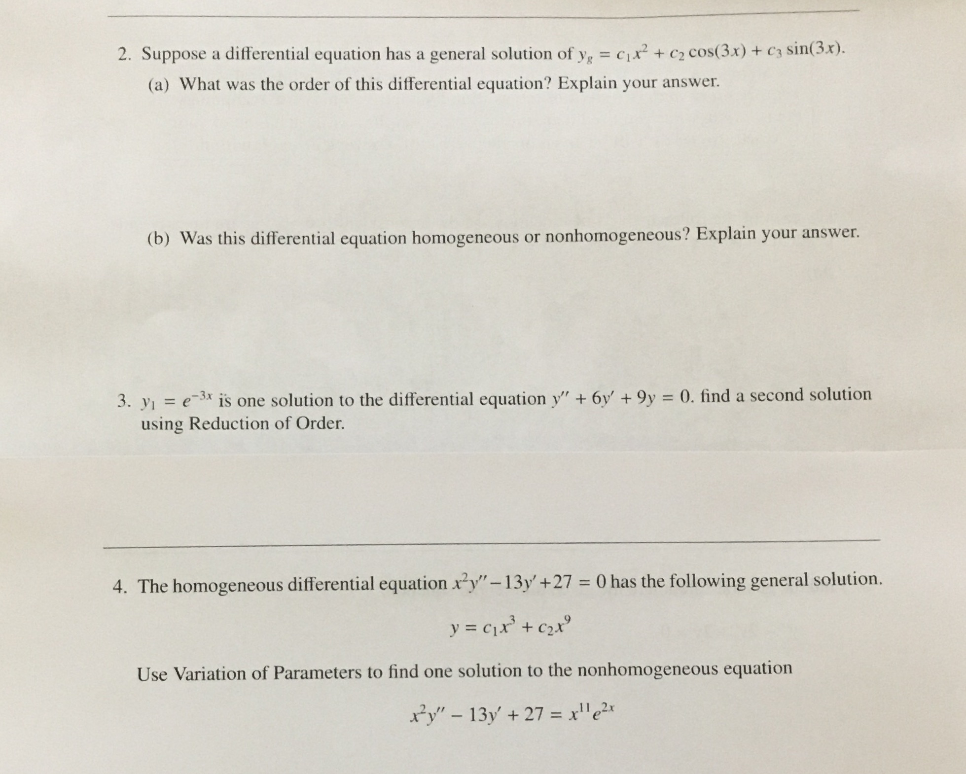2. Suppose a differential equation has a general