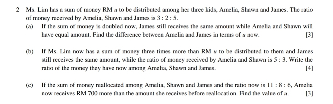 explain please 2 Ms. Lim has a sum of money RM u