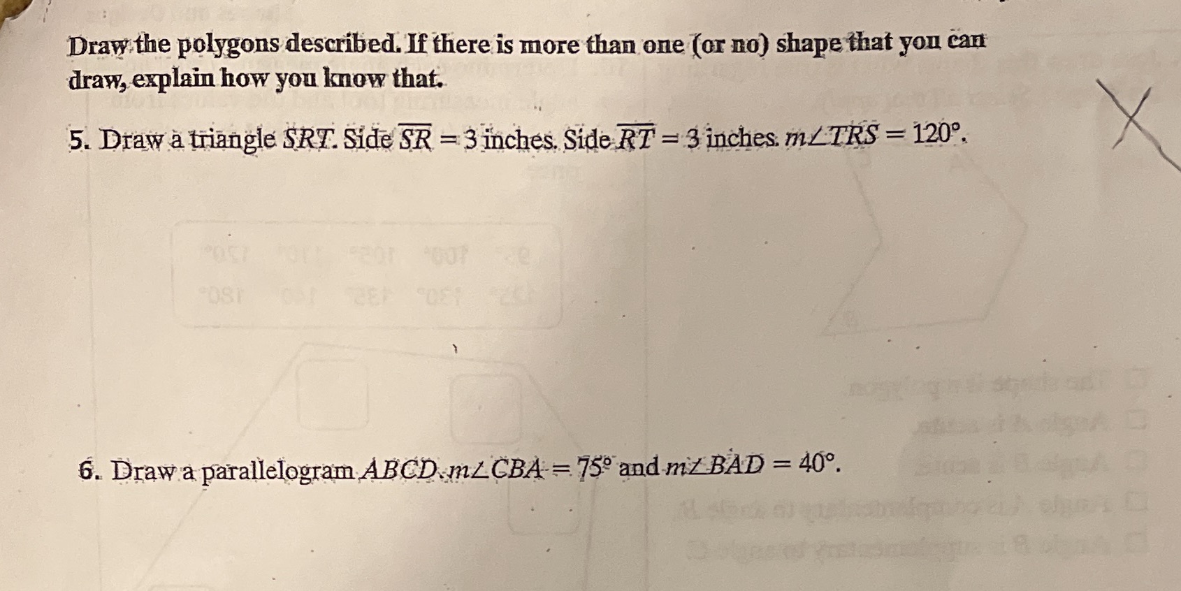 Draw the polygons described. If there is more
