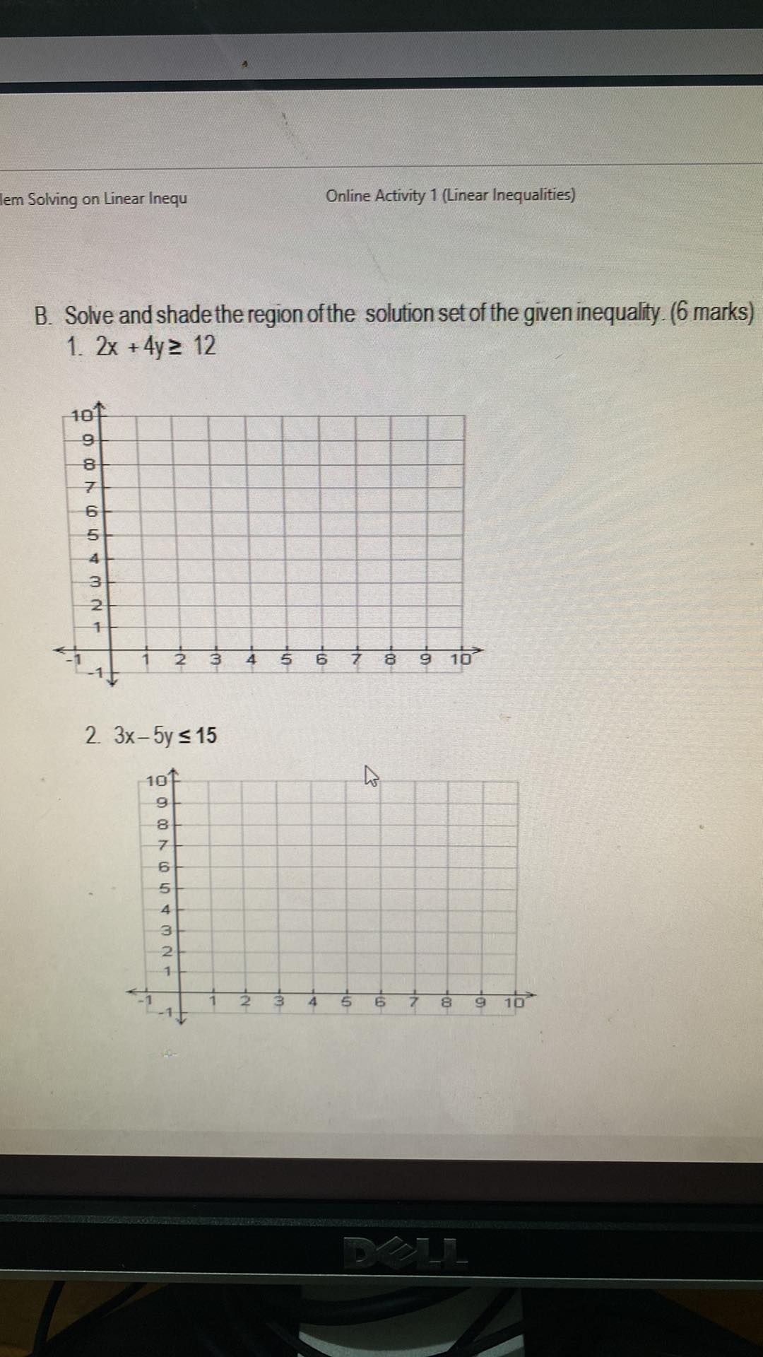 lem Solving on Linear Inequ Online Activity 1