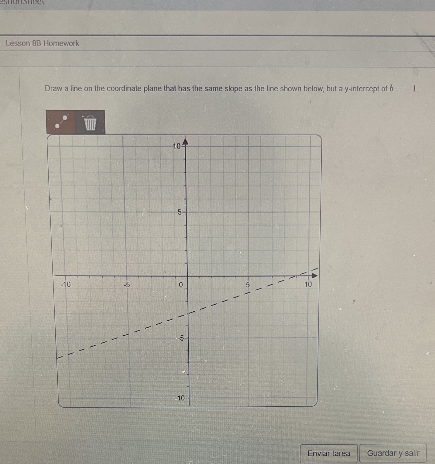 Lesson 8B Homework Draw a line on the coordinate