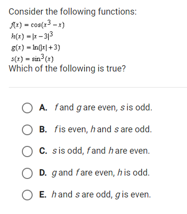 Consider the following functions: Ax) = cos(x3