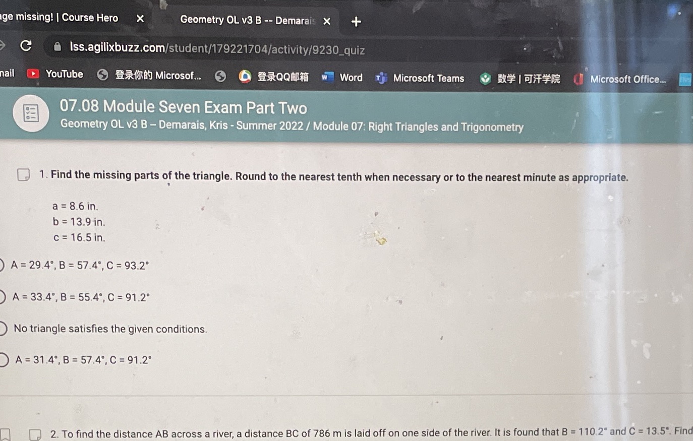 ge missing! | Course Hero X Geometry OL v3 B --