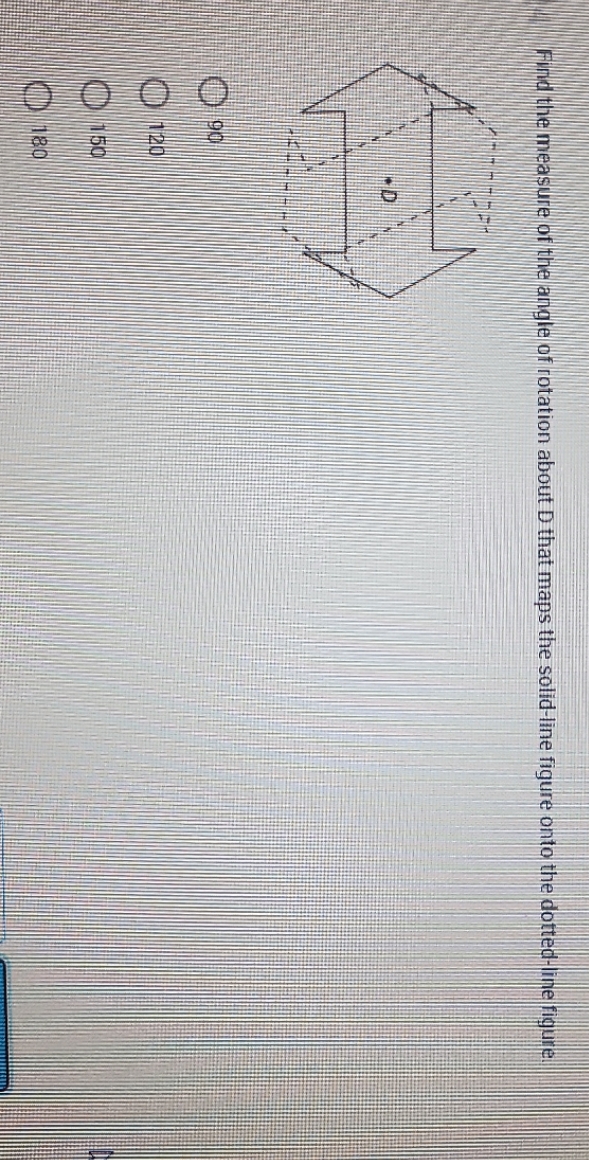 Find the measure of the angle of rotation about D
