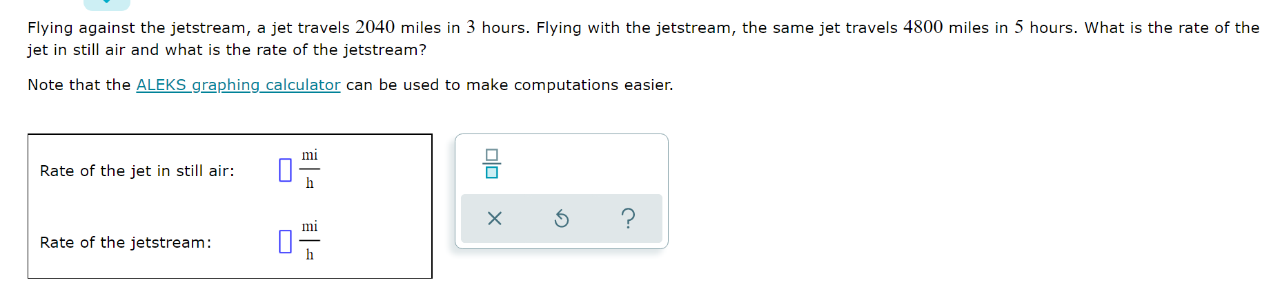 Flying against the jetstream, a jet travels 2040