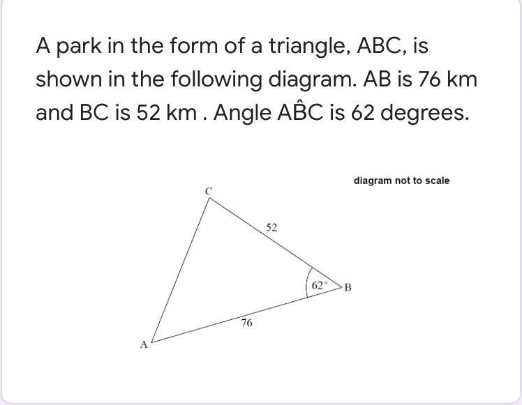 Calculate the length of side AC in km and Calcuta