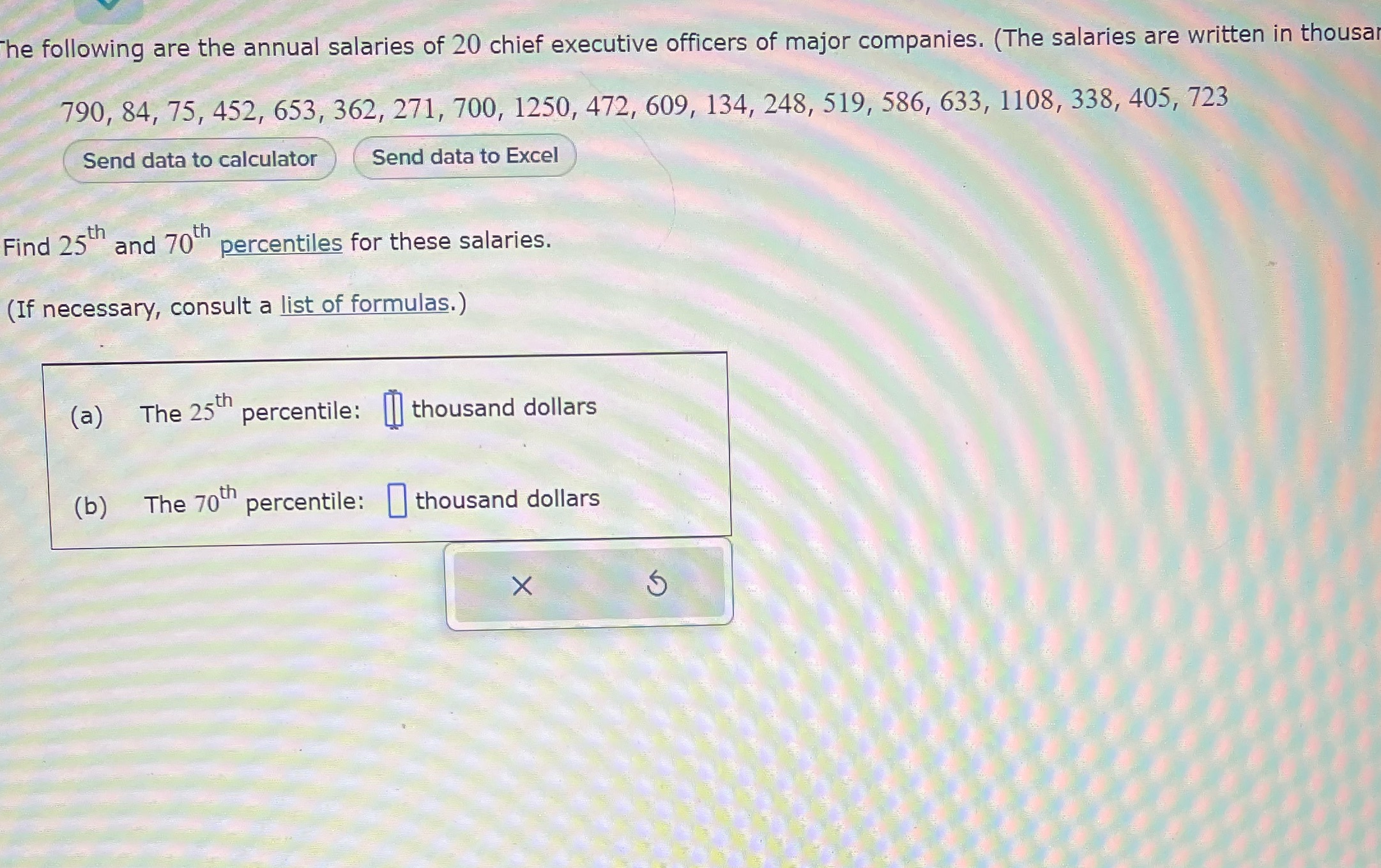 The following are the annual salaries of 20 chief