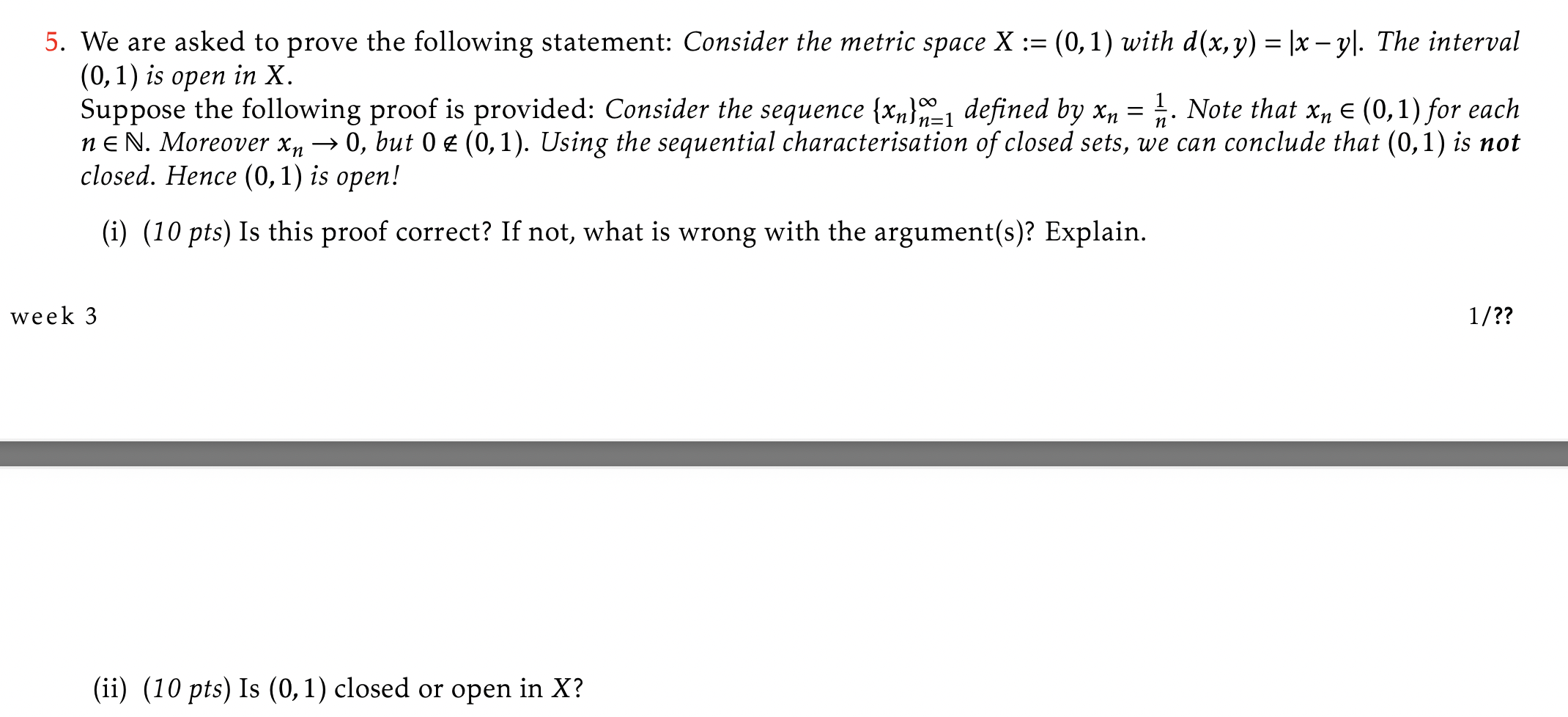 5. We are asked to prove the following statement: