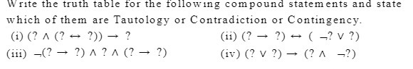 Write the truth table for the following compound